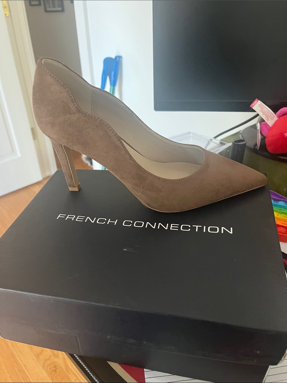 French Connection Taupe Suede Pointed-Toe Pumps